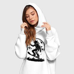 Женское худи-платье Астронавт на скейтборде и НЛО, цвет: белый — фото 2