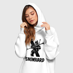 Женское худи-платье Сноубордист с оружием, цвет: белый — фото 2