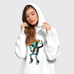 Женское худи-платье Инопланетянин танцует, цвет: белый — фото 2