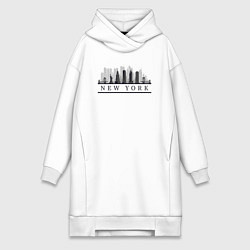 Женское худи-платье Город Нью-Йорк, цвет: белый