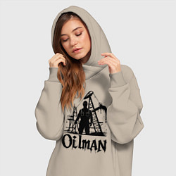 Женское худи-платье Нефтяник у буровой установки, цвет: миндальный — фото 2