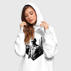 Женское худи-платье Промышленный труд нефтяника, цвет: белый — фото 2