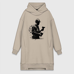 Женское худи-платье Строитель с мастерком, цвет: миндальный