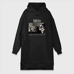 Женское худи-платье Нирвана цитата, цвет: черный