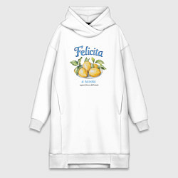 Женское худи-платье Лимоны на тарелке, цвет: белый