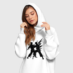 Женское худи-платье Дзюдо поединок, цвет: белый — фото 2