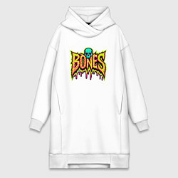 Женское худи-платье Bones стекающая краска, цвет: белый
