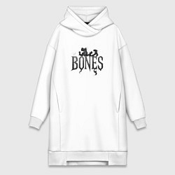 Женское худи-платье Bones лого из дыма, цвет: белый