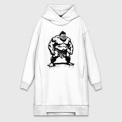 Женское худи-платье Грозный сумоист, цвет: белый