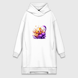 Женская толстовка-платье Рыбка клоун среди водорослей