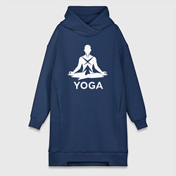 Женское худи-платье Медитация в позе лотоса, цвет: тёмно-синий