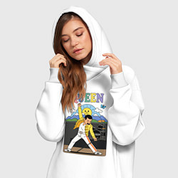 Женское худи-платье Queen мультяшный стиль, цвет: белый — фото 2