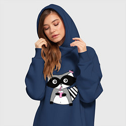 Женское худи-платье Енот-девочка, цвет: тёмно-синий — фото 2