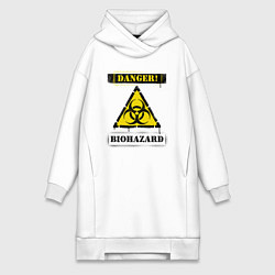 Женская толстовка-платье Attention biohazard - danger