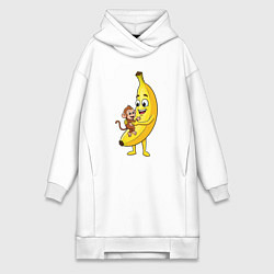 Женская толстовка-платье Банан с обезьянкой