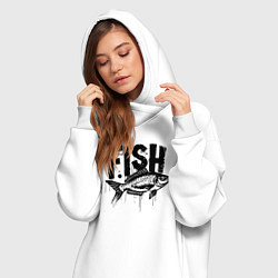 Женское худи-платье Рыба в стиле граффити, цвет: белый — фото 2