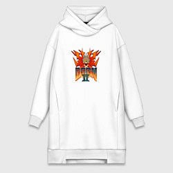 Женское худи-платье Doom2 logo, цвет: белый