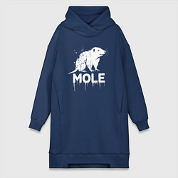 Женское худи-платье Крот в стиле белое граффити, цвет: тёмно-синий