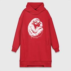 Женская толстовка-платье Ленивец белой краской