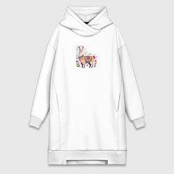 Женская толстовка-платье Альпака с сердечками и цветами