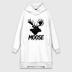 Женская толстовка-платье Черный лось с рогами