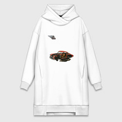 Женская толстовка-платье Летающая машина, ретрофутуризм