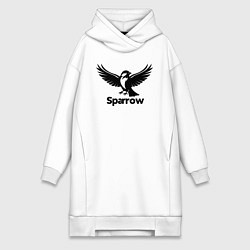 Женская толстовка-платье Летящий черный воробей