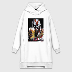 Женское худи-платье Kratos - god of bar, цвет: белый