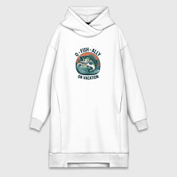 Женское худи-платье Рыба выпрыгивает из воды, цвет: белый