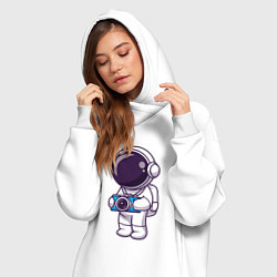 Женское худи-платье Космонавт фотограф, цвет: белый — фото 2