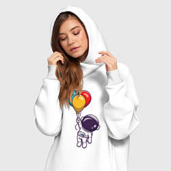 Женское худи-платье Полёт на шариках, цвет: белый — фото 2
