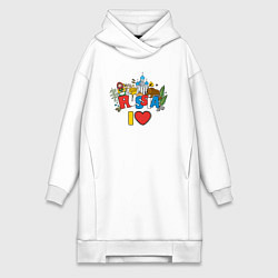 Женское худи-платье Люблю Россию, цвет: белый