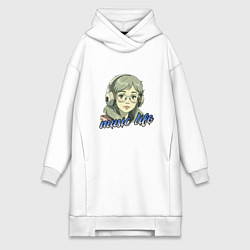Женское худи-платье Меломанка аниме, цвет: белый