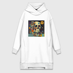 Женская толстовка-платье Череп в ярких цветах