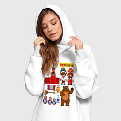 Женское худи-платье I love Russia, стереотипные символы, цвет: белый — фото 2