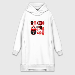 Женское худи-платье Матрёшки расписные, цвет: белый
