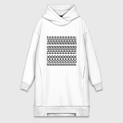Женское худи-платье Fuck this shit pattern, цвет: белый