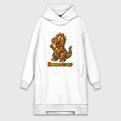 Женское худи-платье Конфетозавр, цвет: белый