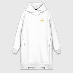 Женское худи-платье Христос воскресе желтый узор, цвет: белый
