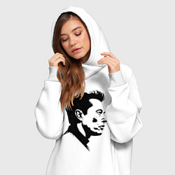 Женское худи-платье Илон Маск в профиль, цвет: белый — фото 2
