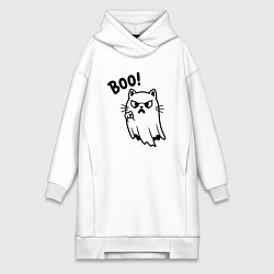 Женская толстовка-платье Сердитый котик призрак