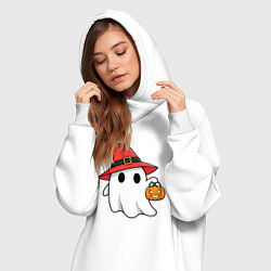 Женское худи-платье Призрак в красной шляпе, цвет: белый — фото 2
