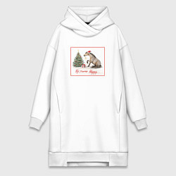 Женское худи-платье Хэппи, цвет: белый