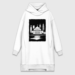 Женское худи-платье Капитолий у высоток, цвет: белый