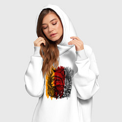 Женское худи-платье Лис в зимней шапке, цвет: белый — фото 2