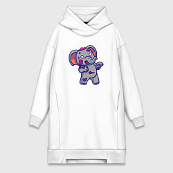 Женское худи-платье Слоник зомби, цвет: белый