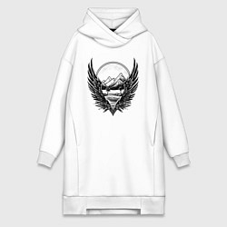Женское худи-платье Вершины с крыльями, цвет: белый