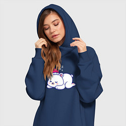 Женское худи-платье Спящий мишка, цвет: тёмно-синий — фото 2