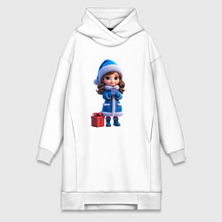 Женская толстовка-платье Снегурочка с подарком