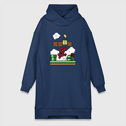 Женское худи-платье Deadpool Mario, цвет: тёмно-синий